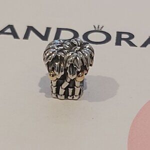 Auth Pandora *Retired*  Sterling Silver Palm Tree w/14K Gold Coconuts 790521